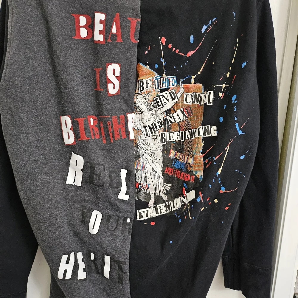 Valentino Jamie Reid Sweatshirt Mens Small Black Graphic Print Longline Pullover